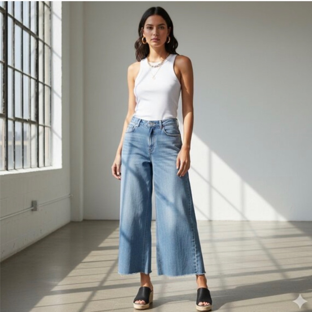 Sincerely Jules Wide Leg Light Wash 100% Cotton Size 7/28